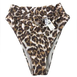 Aerie Cheetah Sz Medium Animal Print Leopard Cheeky Swim Bikini Bottom High Cut